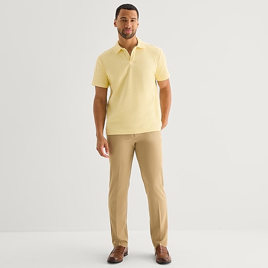 Stafford Johnny Collar Mens Regular Fit Short Sleeve Polo Shirt