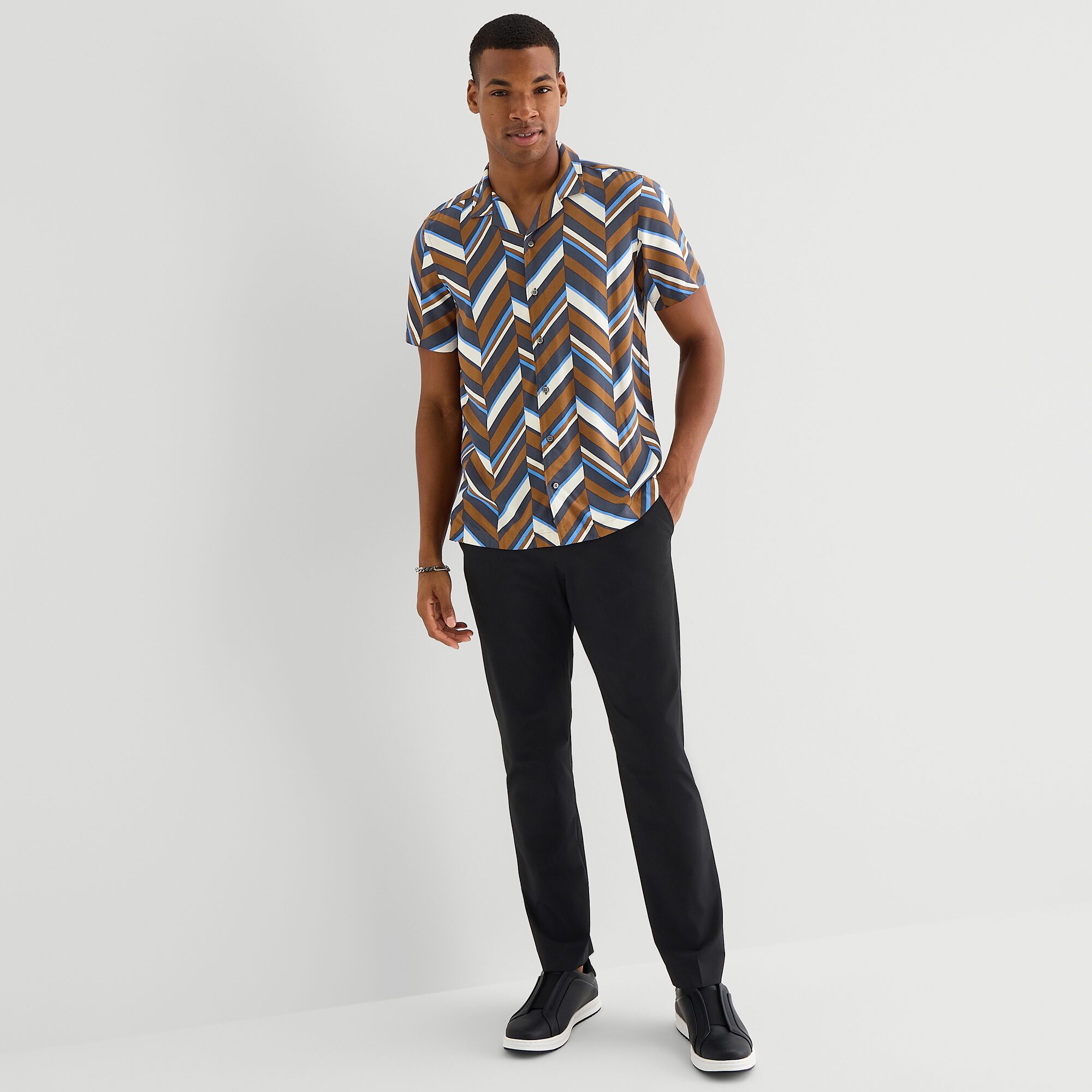 J. Ferrar Rayon Wave Mens Short Sleeve Camp Shirt