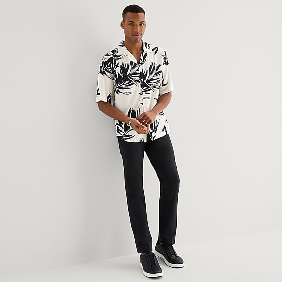 J. Ferrar Paint Floral Mens Short Sleeve Camp Shirt