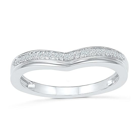 Womens 1/10 CT. T.W. Natural White Diamond 10K Gold Delicate Stackable Ring
