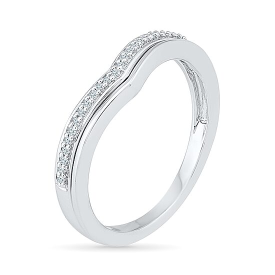 Womens 1/10 CT. T.W. Natural White Diamond 10K Gold Delicate Stackable Ring