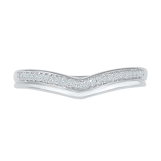 Womens 1/10 CT. T.W. Natural White Diamond 10K Gold Delicate Stackable Ring