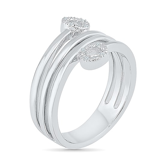Womens 2MM Diamond Accent Natural White Diamond 10K Gold Circle Bypass  Band