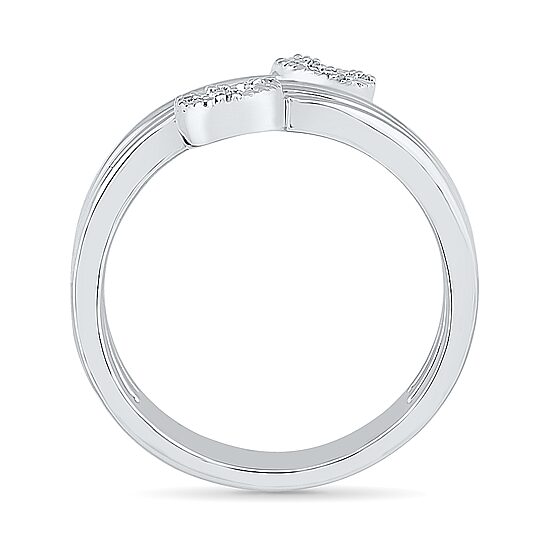 Womens 2MM Diamond Accent Natural White Diamond 10K Gold Circle Bypass  Band