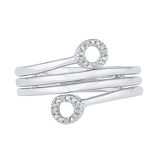 Womens 2MM Diamond Accent Natural White Diamond 10K Gold Circle Bypass  Band