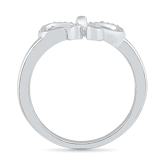 Womens 1/10 CT. T.W. Natural White Diamond 10K Gold Bow Cocktail Ring