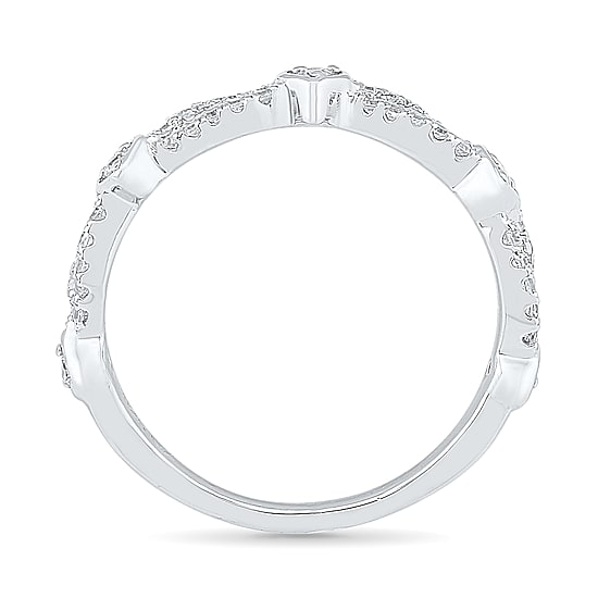 Womens 2MM 1/4 CT. T.W. Natural White Diamond 10K Gold Heart Band