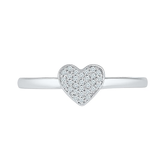 Womens Diamond Accent Natural White Diamond 10K Gold Heart Cluster Cocktail Ring