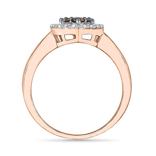 Womens 3/8 CT. T.W. Natural Champagne Diamond 10K Gold Heart Halo Cocktail Ring