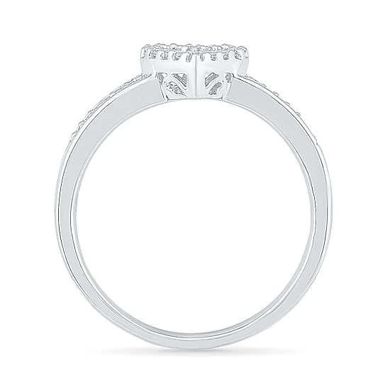Womens 1/10 CT. T.W. Natural White Diamond 10K Gold Heart Cocktail Ring