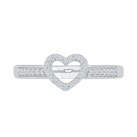 Womens 1/10 CT. T.W. Natural White Diamond 10K Gold Heart Cocktail Ring
