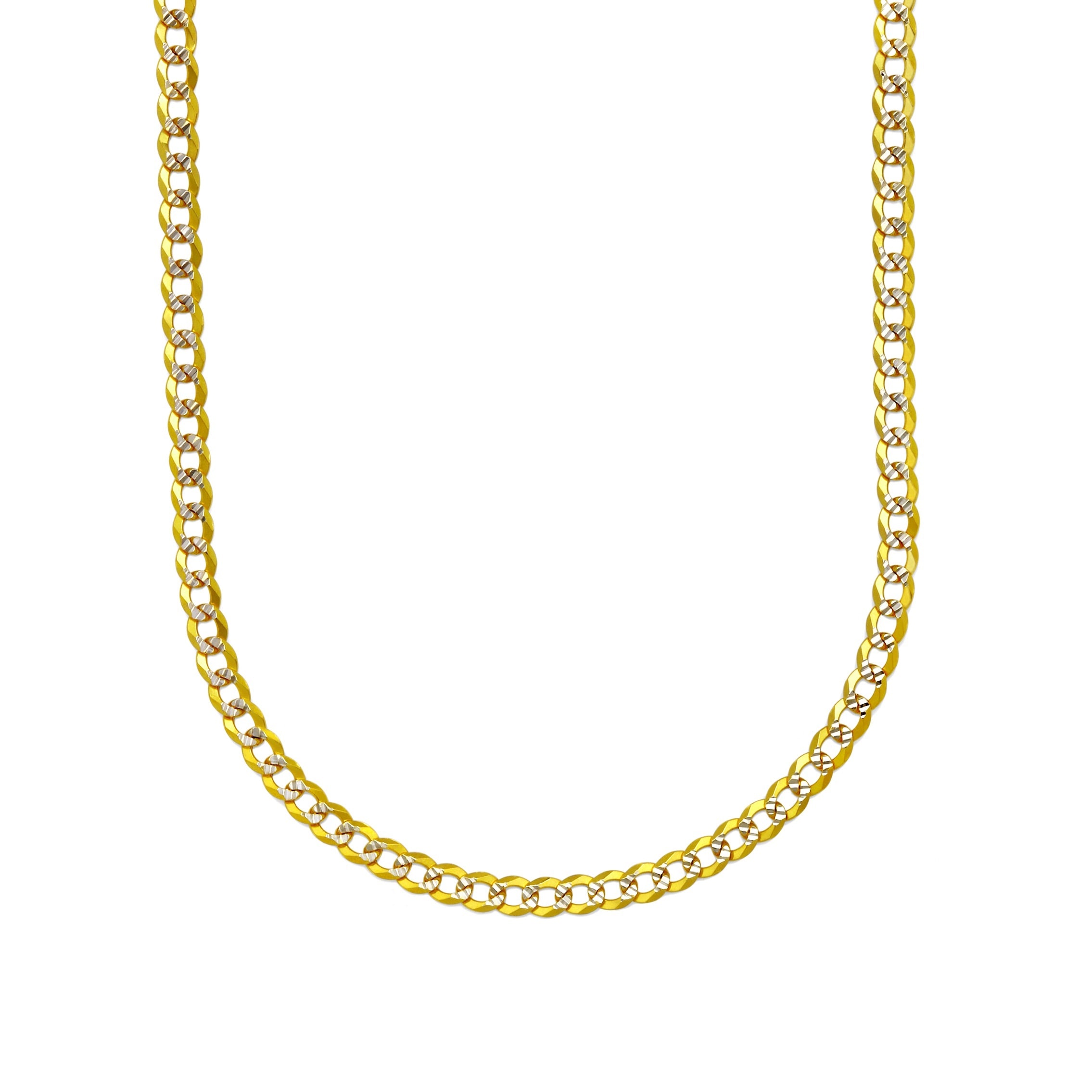 14K Two Tone 3.15 MM Diamond Cut Curb Necklace