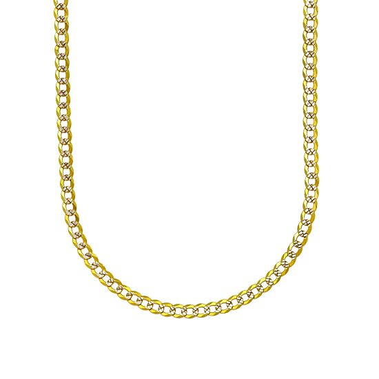14K Two Tone 3.15 MM Diamond Cut Curb Necklace