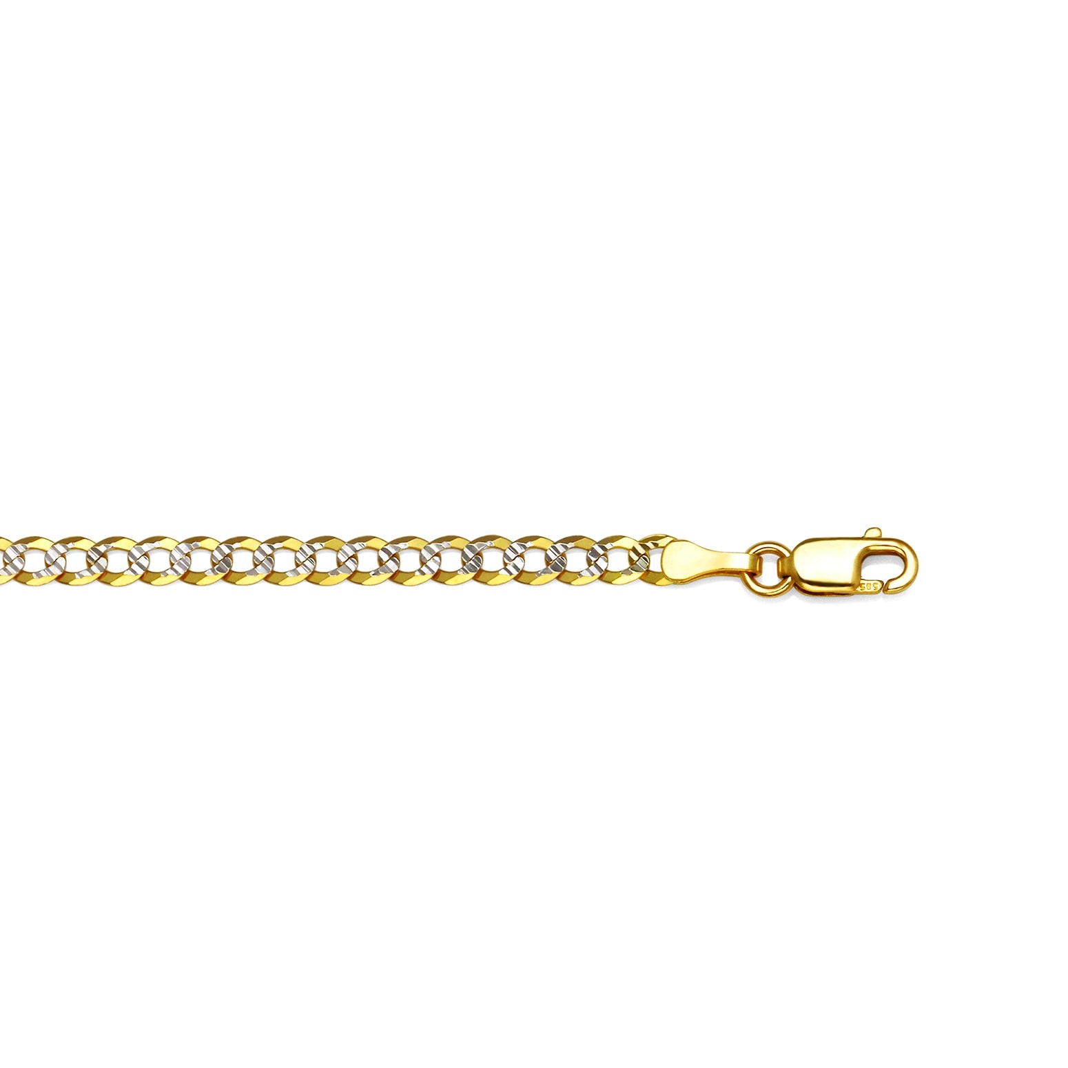 14K Two Tone 3.15 MM Diamond Cut Curb Necklace
