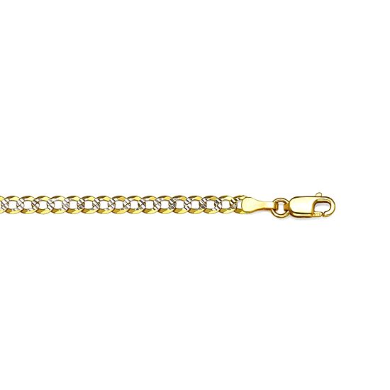 14K Two Tone 3.15 MM Diamond Cut Curb Necklace