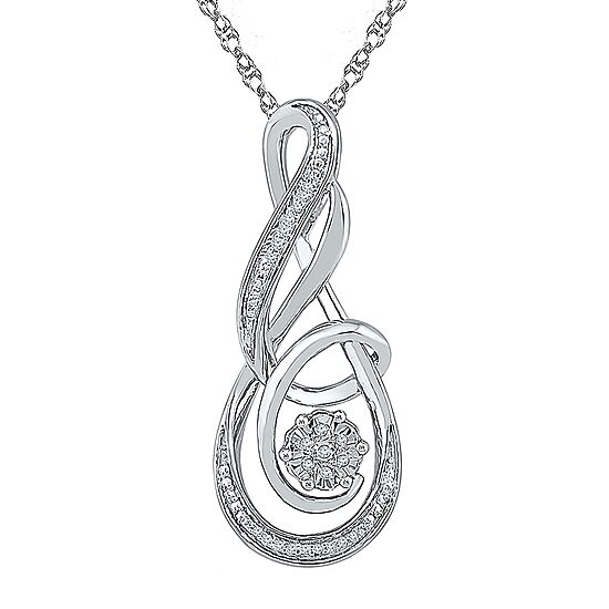 Womens Diamond Accent Natural White Diamond Sterling Silver 18 Inch Pendant Necklace