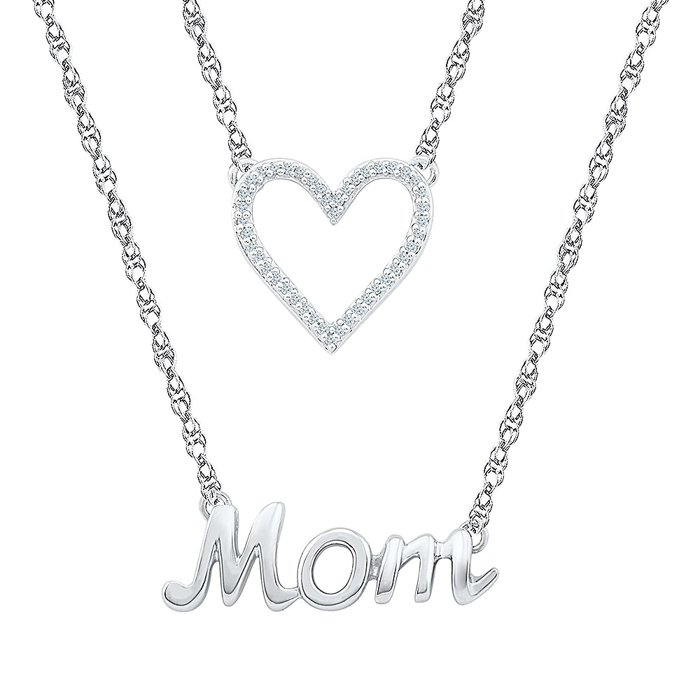 Womens 1/ CT. T.W. Natural Diamond Sterling Silver Inch Pendant Necklace