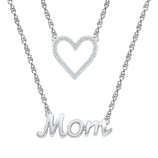 Womens 1/10 CT. T.W. Natural White Diamond Sterling Silver 30 Inch Pendant Necklace