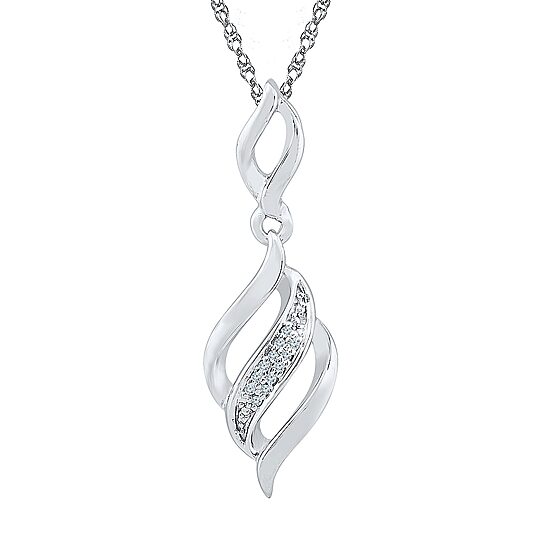 Womens Diamond Accent Natural White Diamond Sterling Silver 18 Inch Pendant Necklace