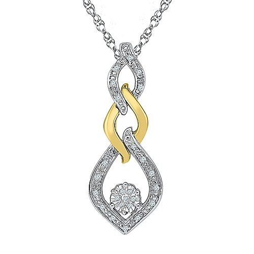 Womens Diamond Accent Natural White Diamond 10K Gold Over Silver 18 Inch Pendant Necklace, One Size