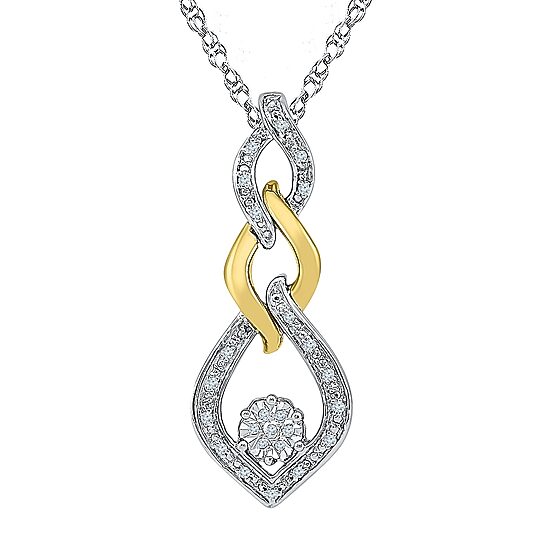 Womens Diamond Accent Natural White Diamond 10K Gold Over Silver 18 Inch Pendant Necklace
