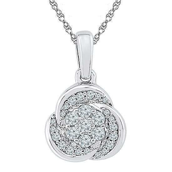 Womens 1/4 CT. T.W. Natural White Diamond Sterling Silver 18 Inch Pendant Necklace