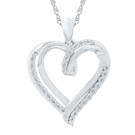 Womens 1/10 CT. T.W. Natural White Diamond Sterling Silver 18 Inch Pendant Necklace