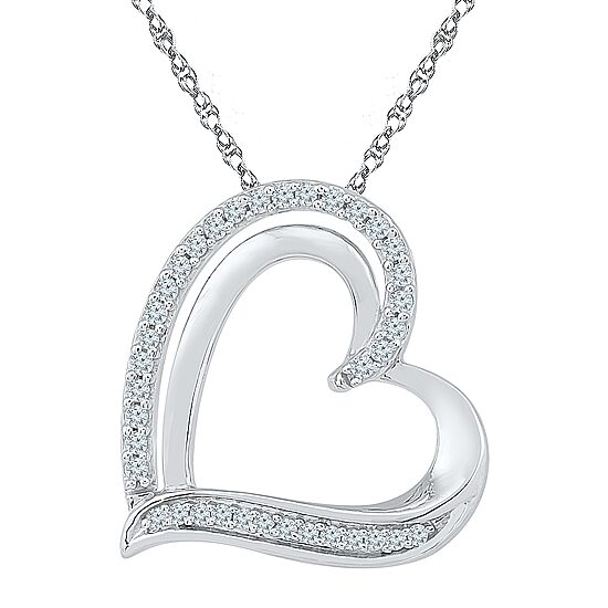 Womens 1/6 CT. T.W. Natural White Diamond Sterling Silver 18 Inch Pendant Necklace