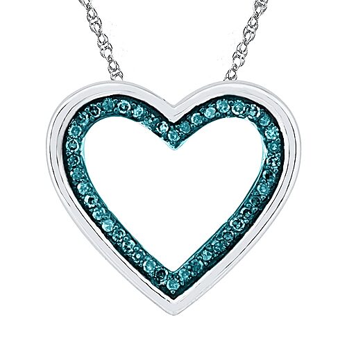 Womens 1/6 CT. T.W. Natural Blue Diamond Sterling Silver Heart 18 Inch Pendant Necklace, One Size