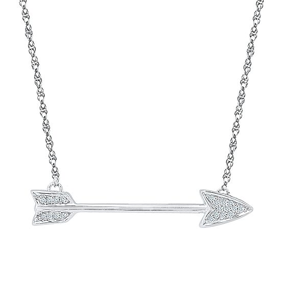Womens Diamond Accent Natural White Diamond Sterling Silver Arrow 18 Inch Pendant Necklace