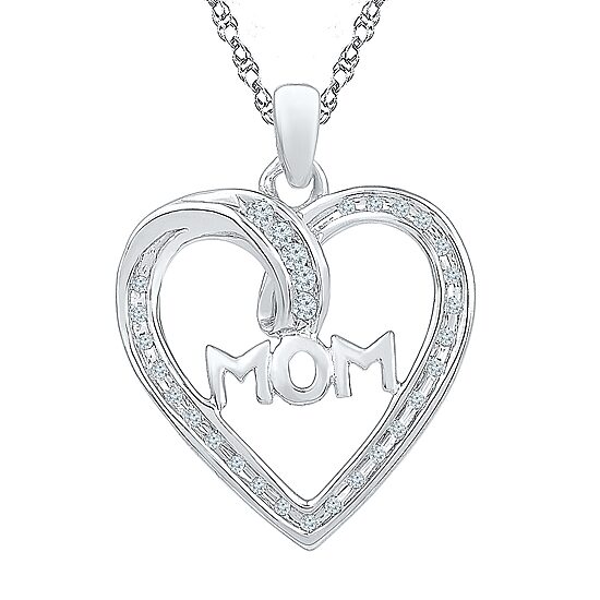 Womens 1/10 CT. T.W. Natural White Diamond Sterling Silver 18 Inch Pendant Necklace