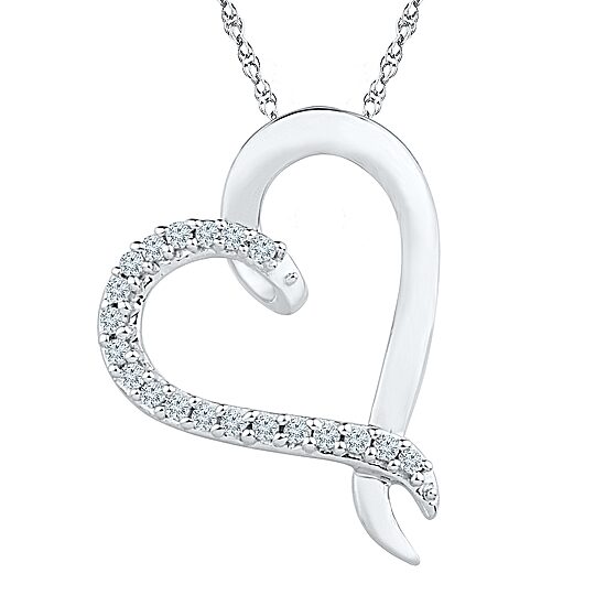 Womens 1/10 CT. T.W. Natural White Diamond Sterling Silver 18 Inch Pendant Necklace