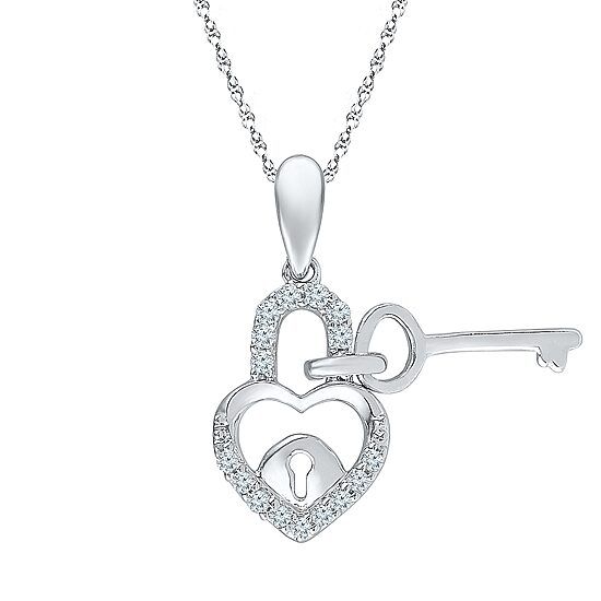 Womens 1/10 CT. T.W. Natural White Diamond Sterling Silver 18 Inch Pendant Necklace