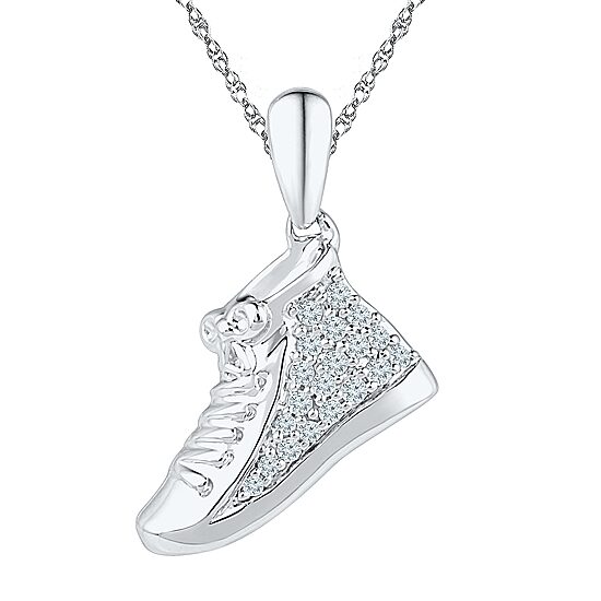 Sneaker Womens 1/6 CT. T.W. Natural White Diamond Sterling Silver 18 Inch Pendant Necklace