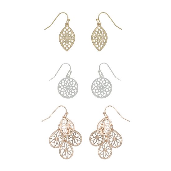 Mixit Womens Hypoallergenic 3 Pair Earring Set