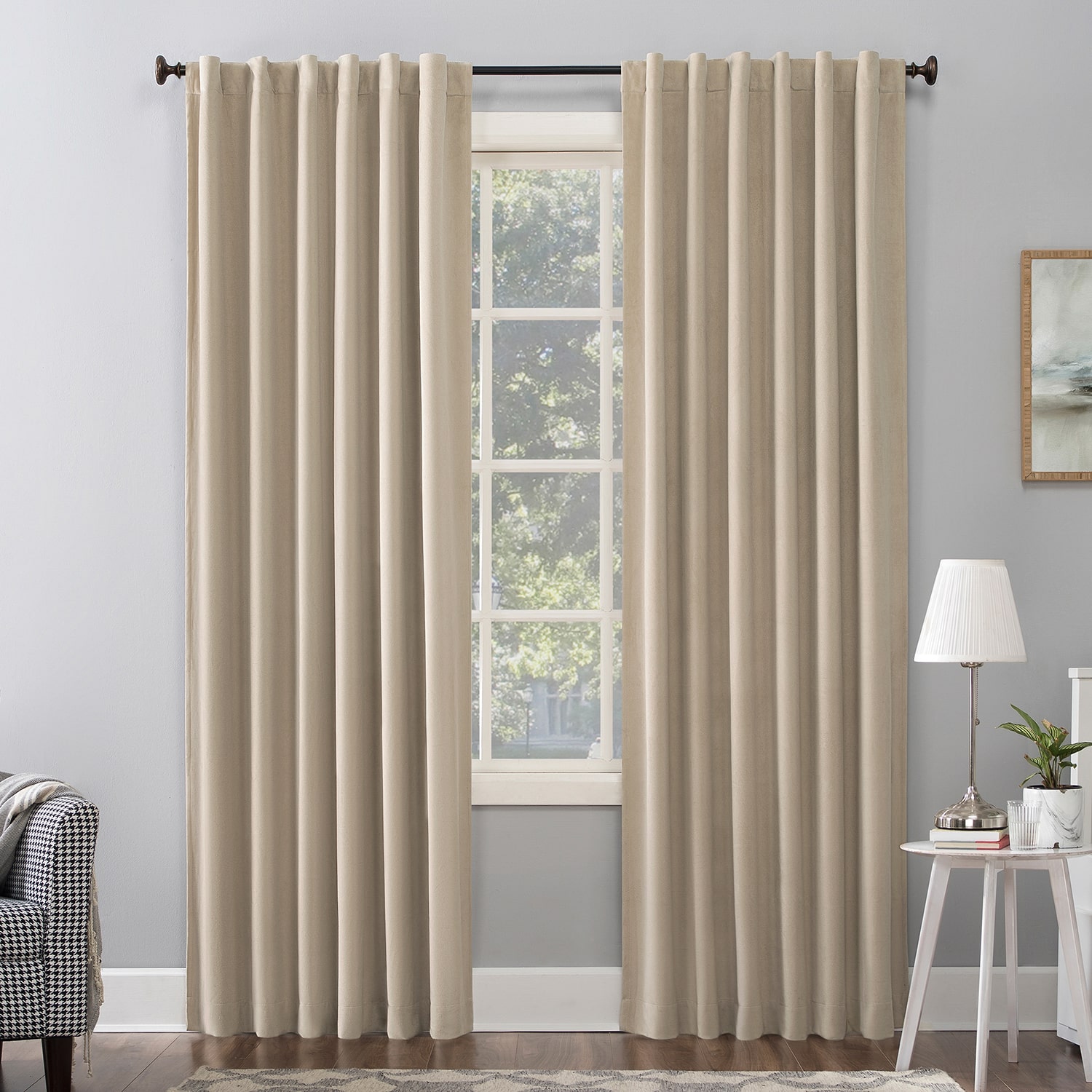Sun Zero Amherst Velvet Thermal Extreme Back Tab Energy Saving 100% Blackout Single Curtain Panel