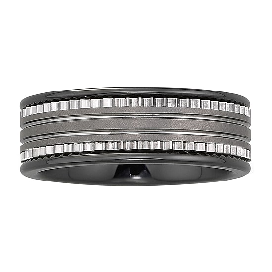  Mens 7.5mm Ceramic & Stainless Steel Band