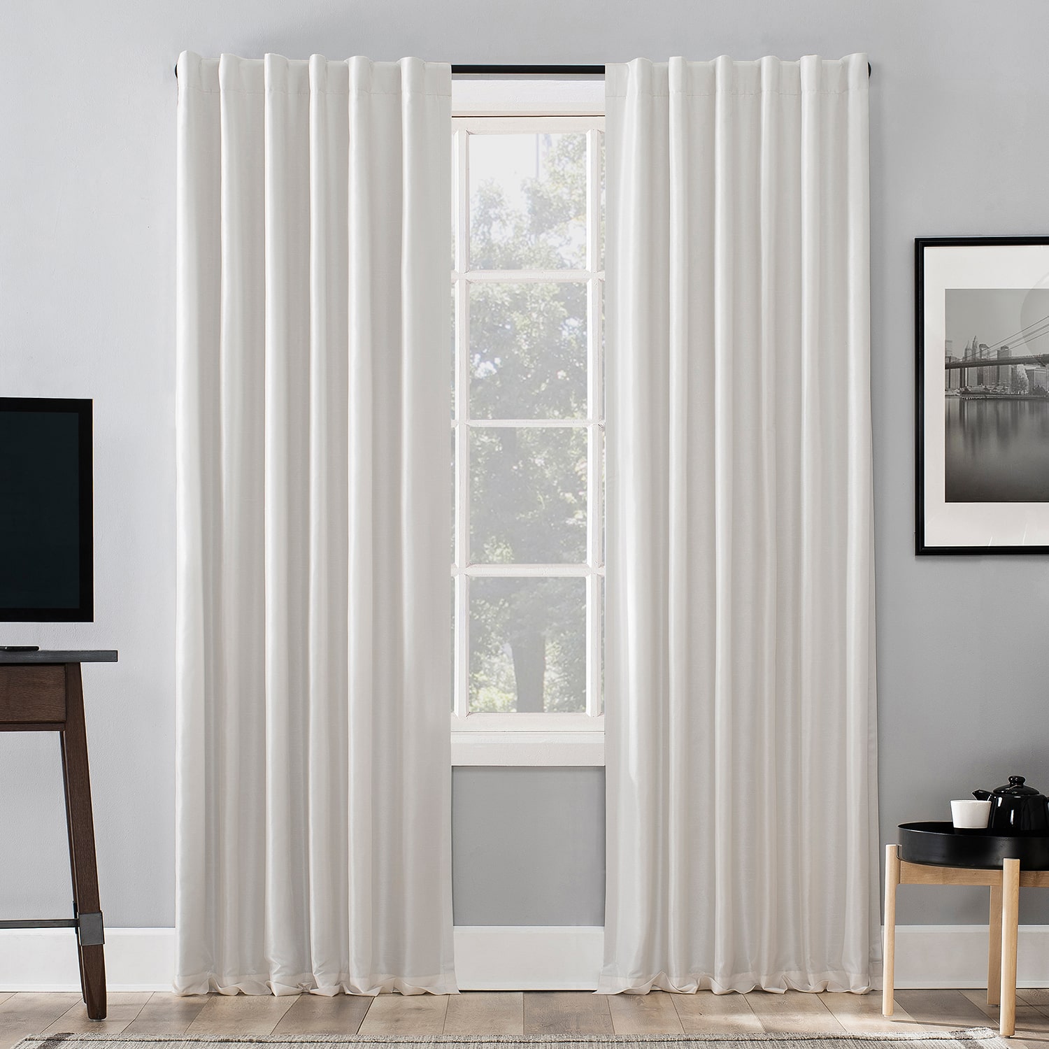 Sun Zero Evelina Faux Dupioni Silk Thermal Extreme Back Tab Energy Saving 100% Blackout Single Curtain Panel