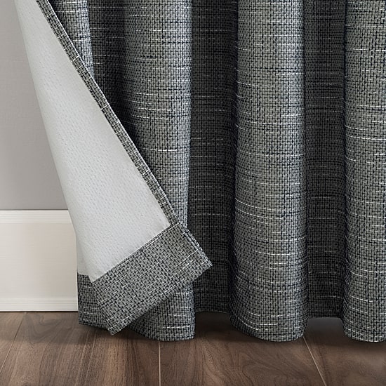 Sun Zero Kline Burlap Weave Thermal Extreme Grommet Top Energy Saving 100% Blackout Single Curtain Panel