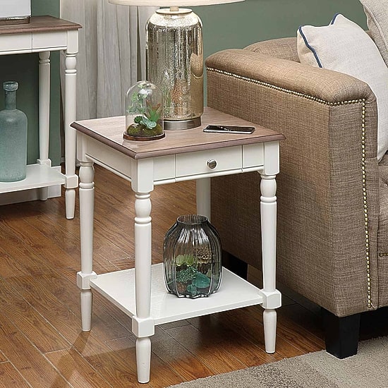 French Country 1 Drawer End Table with Shelf