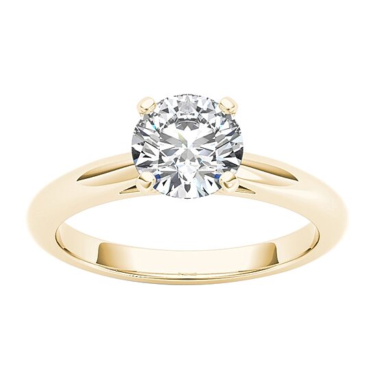 Womens 1 CT. Natural White Diamond 14K Gold Round Solitaire Engagement Ring