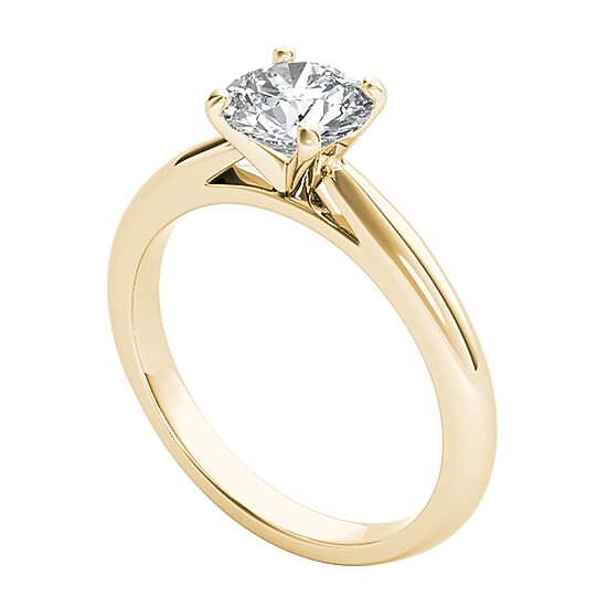 Womens 1 CT. Natural White Diamond 14K Gold Round Solitaire Engagement Ring