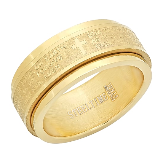 Mens 6MM 18K Gold Stainless Steel Band