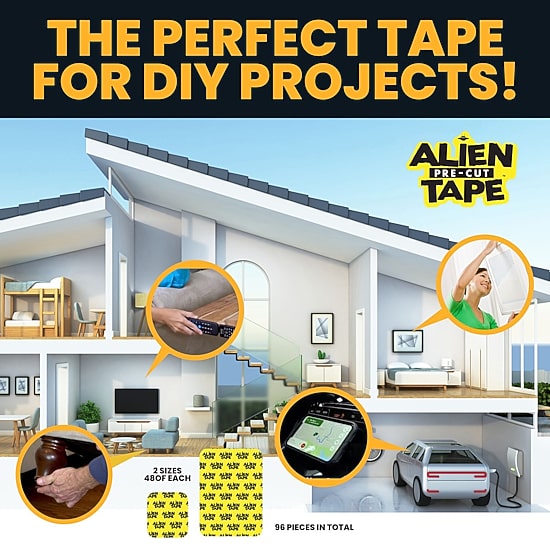 Alien Pre Cut 96 Pieces Double Sided Multipurpose Grip MountingTape