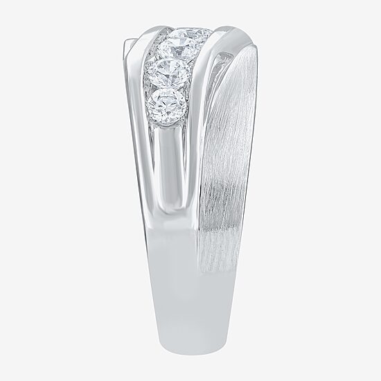 (H-I / I1) Mens 5MM 1 CT. T.W. Lab Grown White Diamond 10K Gold Wedding Band