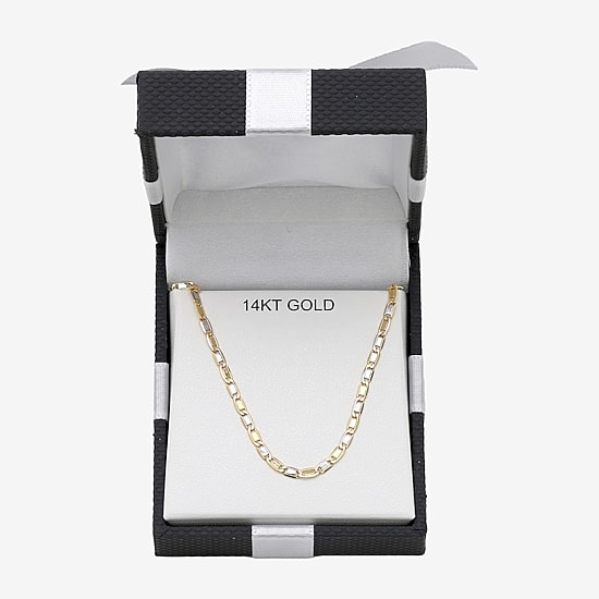 Unisex Adult 14K Two Tone Gold 20 Inch Valentino Chain Necklace