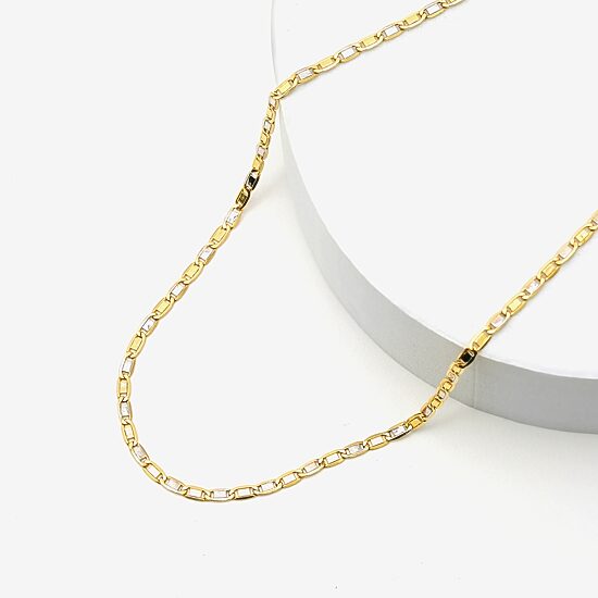 Unisex Adult 14K Two Tone Gold 20 Inch Valentino Chain Necklace