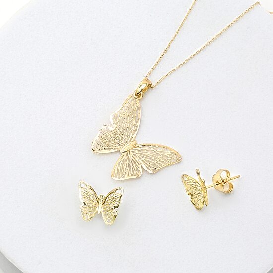 Made in Italy Womens 14K Gold Butterfly 2-pc. Jewelry Set