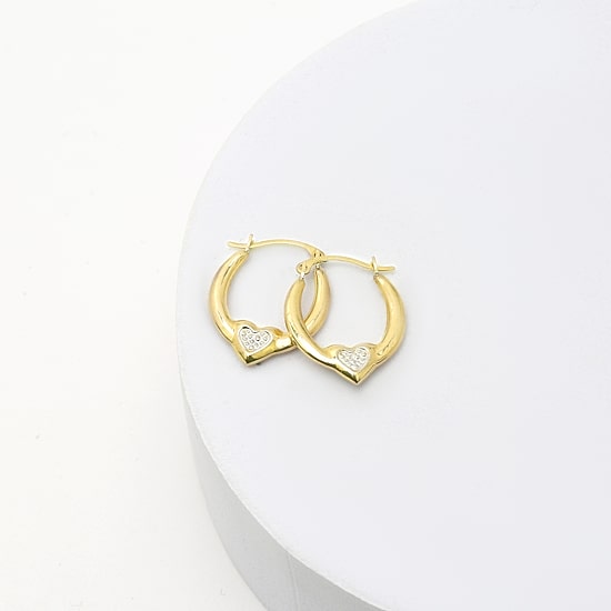 Womens 14K Two Tone Gold 17mm Round Hoop Earrings