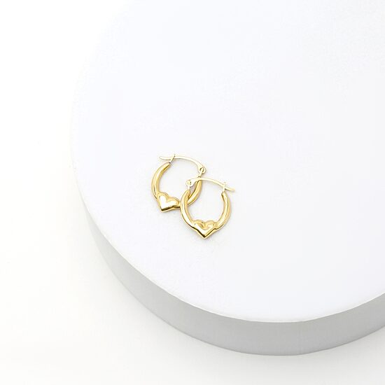 Womens 10K Gold 16mm Heart Hoop Earrings